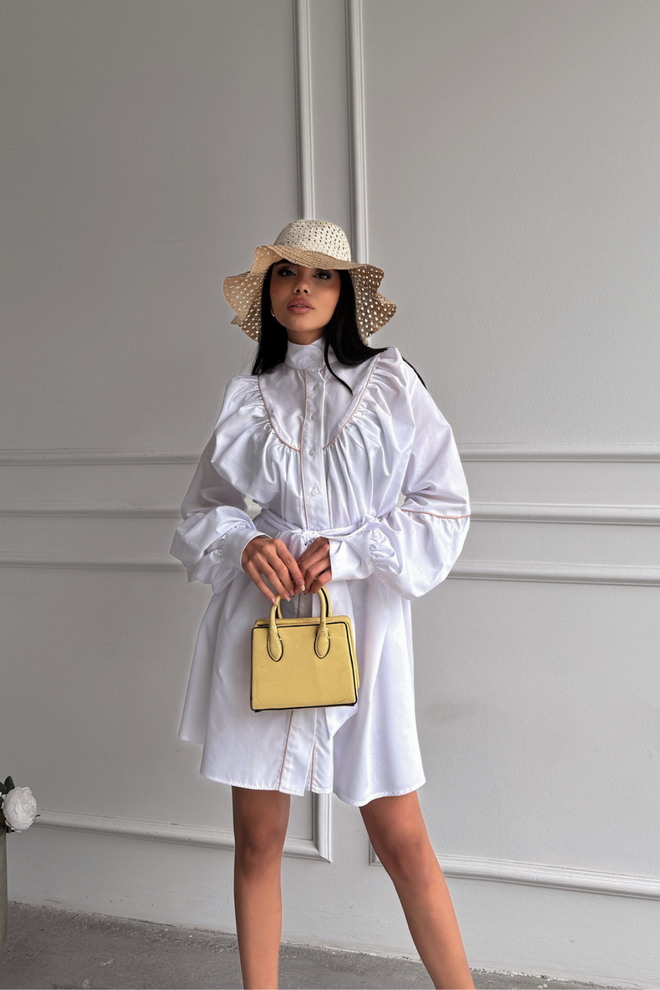 Ello Rozšírené Popelínové Šaty S Predným Zapínaním A Detailným Opaskom Veľkoobchod s oblečením Bavlna