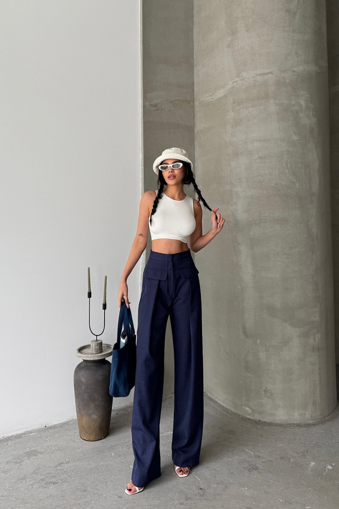 Ello Pantalone Sa Širokim Džepovima I Poklopcem Велепродаја одеће Формални