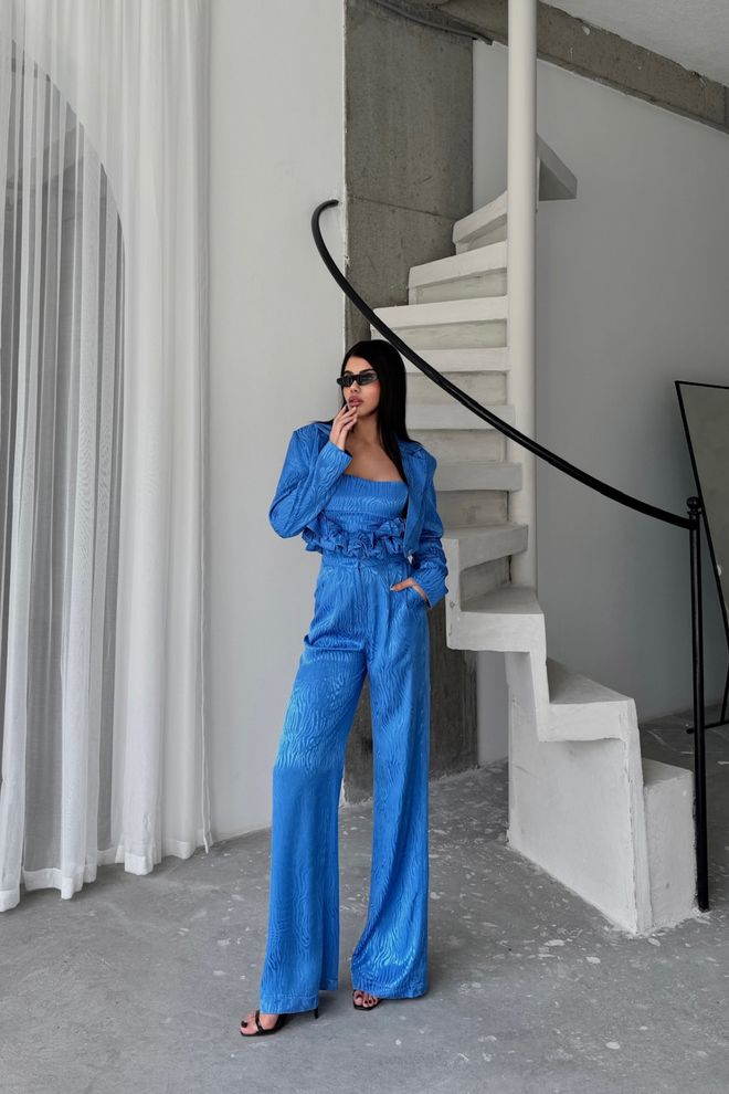 ESPADA Albastru Elegant Formal Glam Set Îmbrăcăminte cu ridicata Poliester