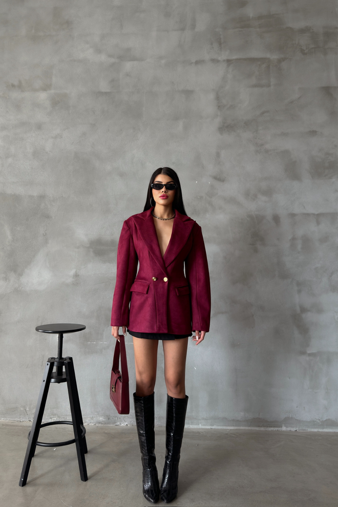 Ello Bunda Modelu Presýpacích Hodín Claret Red Veľkoobchod s oblečením Elegantný