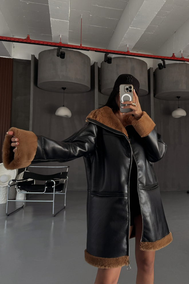 ESPADA Черное Пальто Авиатор С Капюшоном И Оверсайз Кроем Оптовая продажа одежды Нет ткани