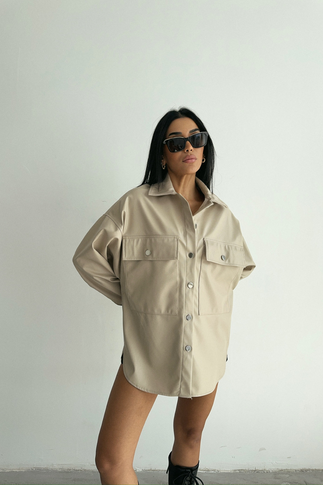 Ello Cămașă Din Piele Cu Nasturi Piatră Îmbrăcăminte cu ridicata Casual