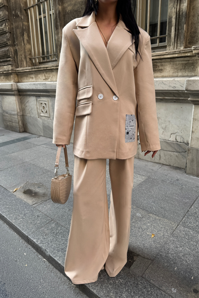 ESPADA Бежевый Формальный Костюм Оверсайз С Карманами С Клапаном Оптовая продажа одежды Вечер