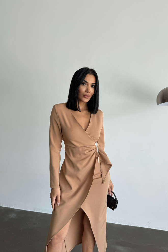 Ello Double breasted Brooch Detailed Dress Wholesale Clothing 8