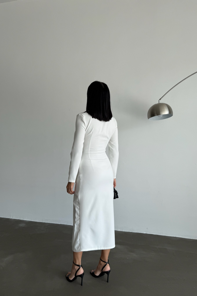 Ello Double breasted Brooch Detailed Dress Wholesale Clothing 8