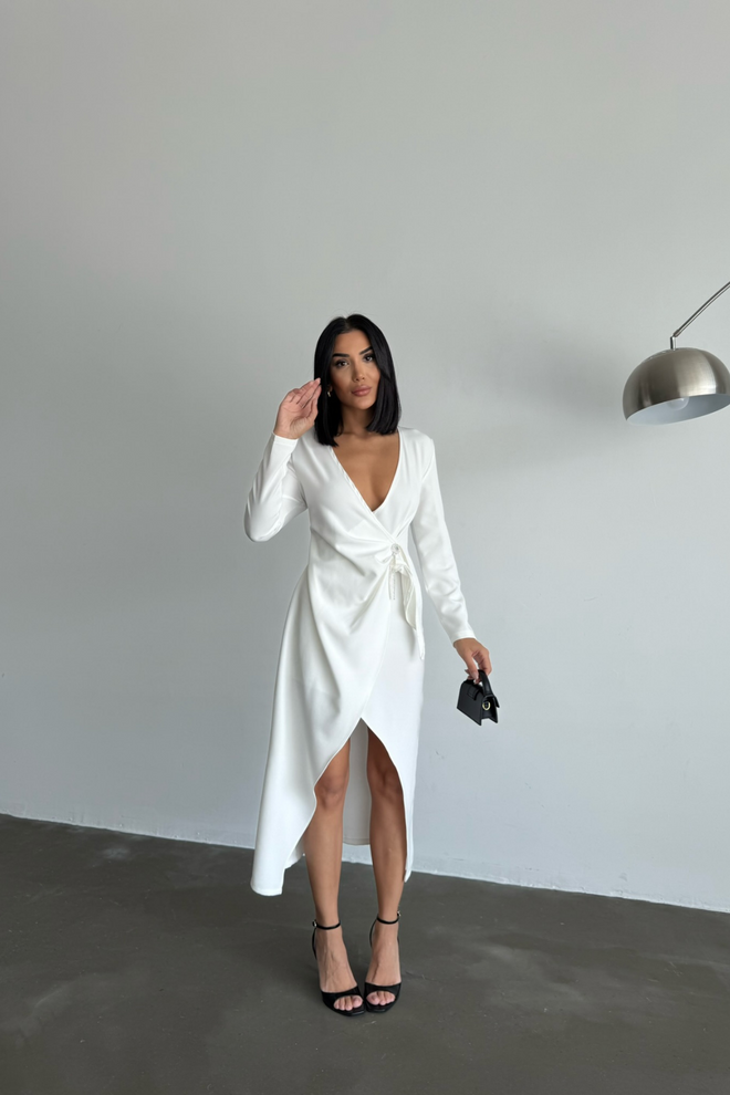 Ello Double breasted Brooch Detailed Dress Wholesale Clothing Formal