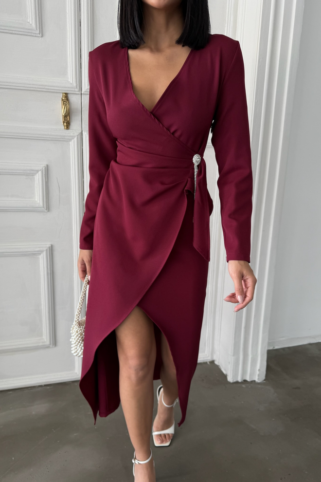 Ello Double breasted Brooch Detailed Dress Wholesale Clothing Fall