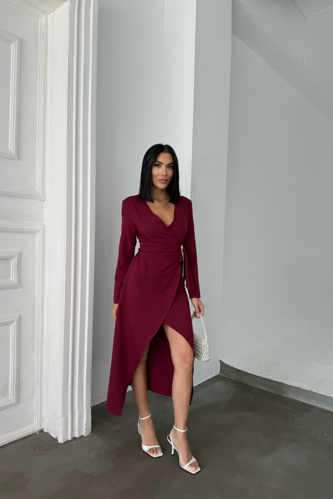 Ello Double breasted Brooch Detailed Dress Wholesale Clothing Formal