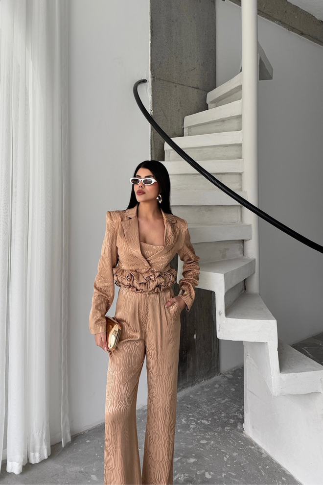 ESPADA Set Bej Elegant Formal Costum Palazzo Îmbrăcăminte cu ridicata Bumbac