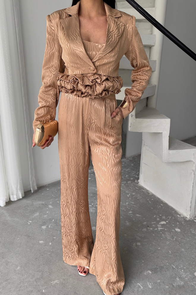 ESPADA Set Bej Elegant Formal Costum Palazzo Îmbrăcăminte cu ridicata Zi de naștere