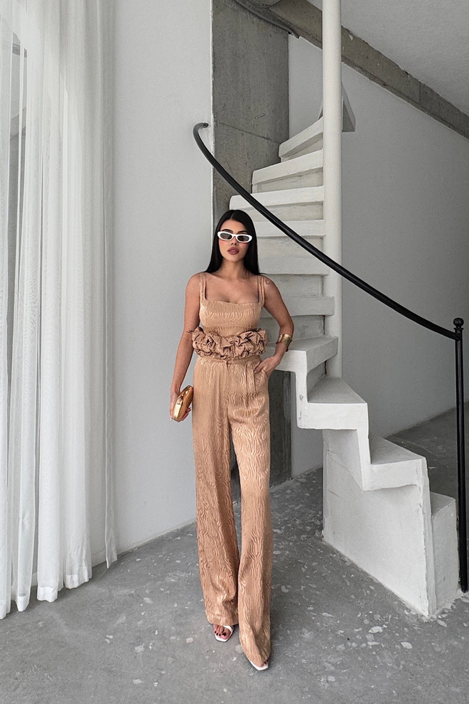 ESPADA Set Bej Elegant Formal Costum Palazzo Îmbrăcăminte cu ridicata Vară