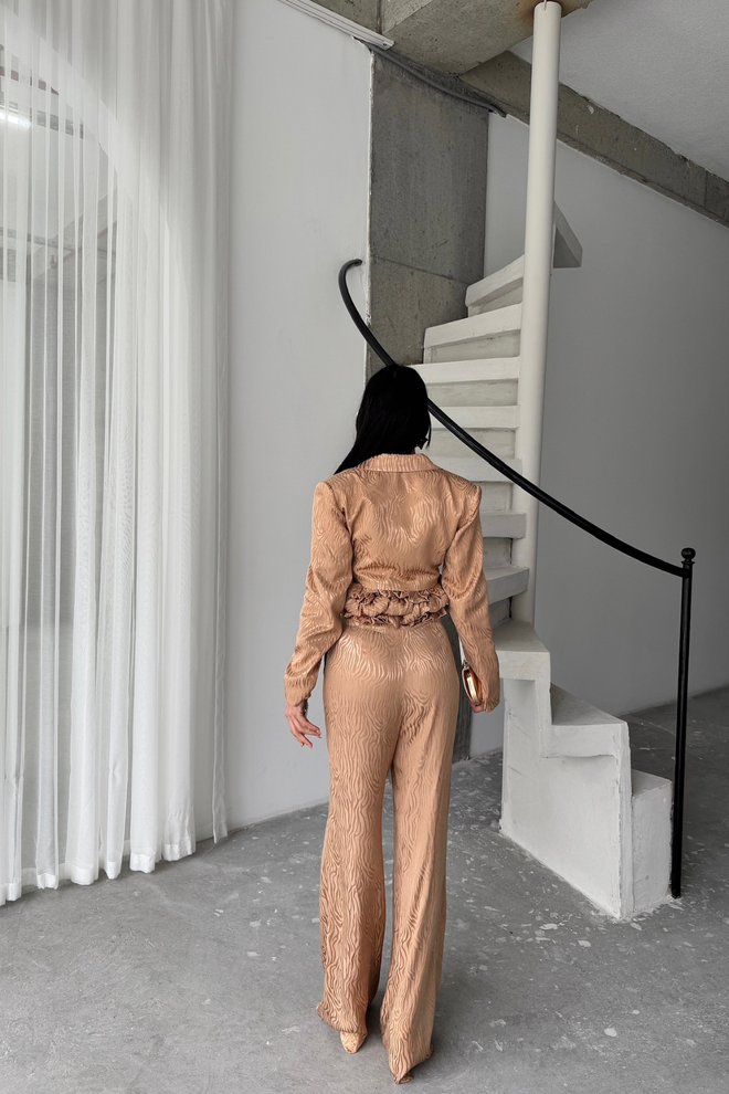 ESPADA Set Bej Elegant Formal Costum Palazzo Îmbrăcăminte cu ridicata Poliester