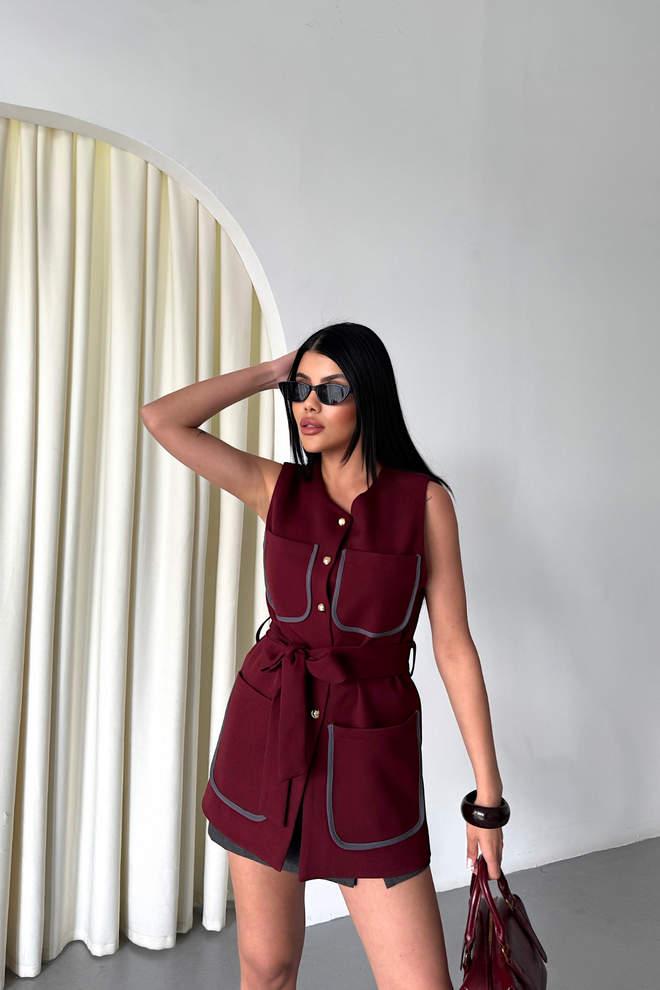 Ello Large Pocket Biye Detailed Vest Wholesale Clothing Cotton