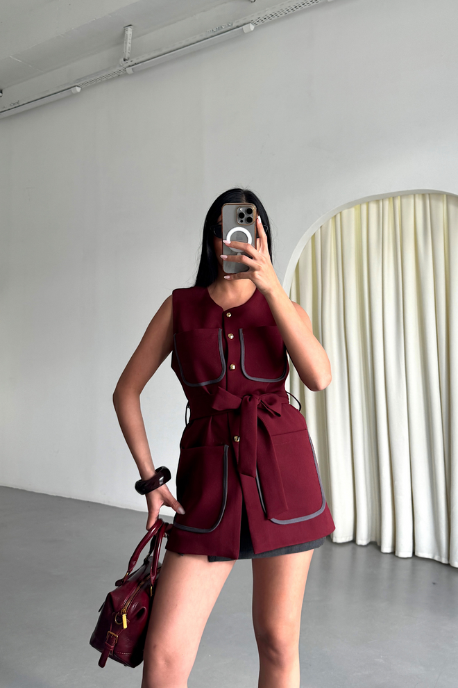 Ello Large Pocket Biye Detailed Vest Wholesale Clothing 4