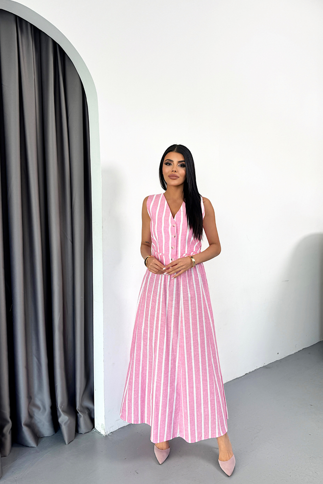 Ello Laneni Črtasti Telovnik Komplet Dolgih Kril Oblačila na debelo Eleganten