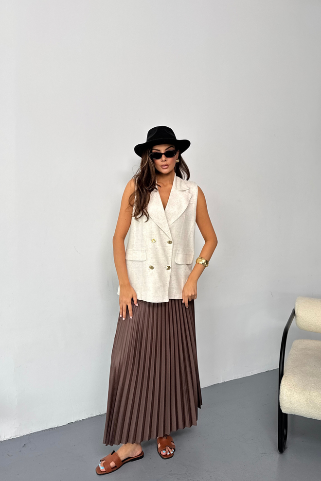 Ello Chaleco Dorado De Lino Con Botones Ropa al por mayor Formal