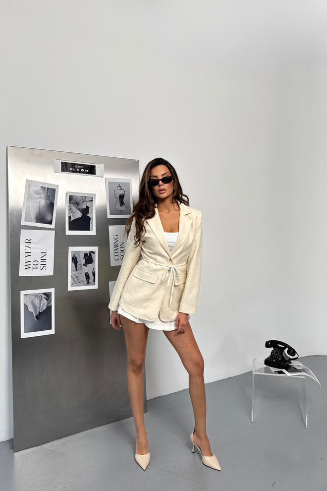 Ello Shantuk Linen Design Jacket With Drawstring Wholesale Clothing Fall