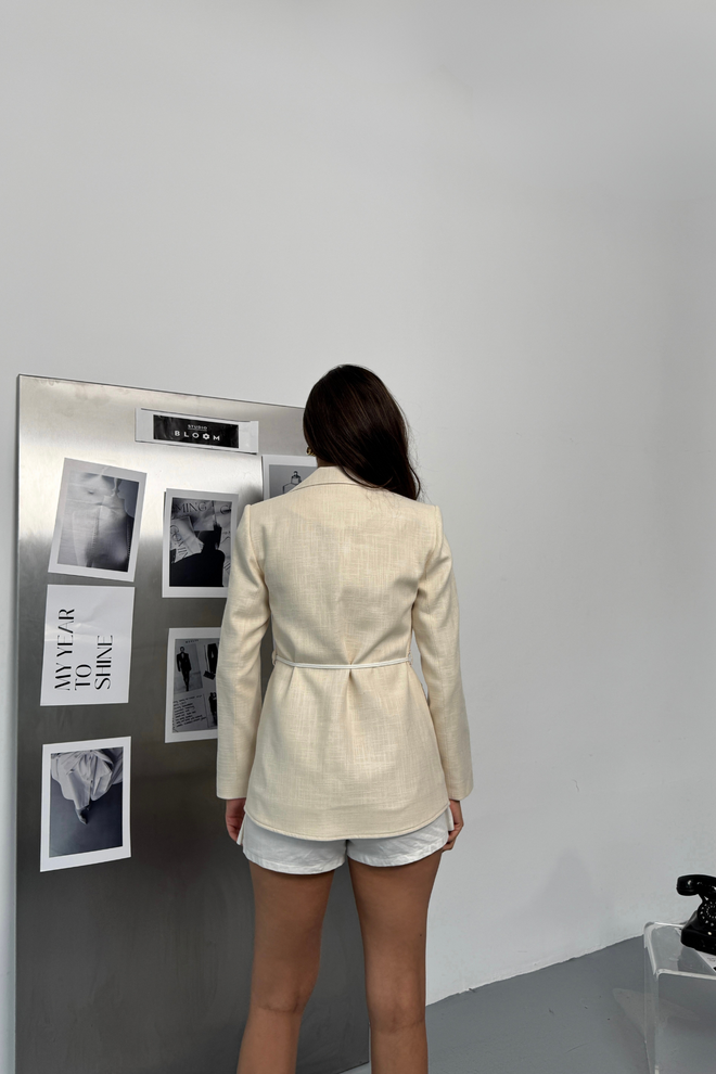 Ello Shantuk Linen Design Jacket With Drawstring Wholesale Clothing Polyester