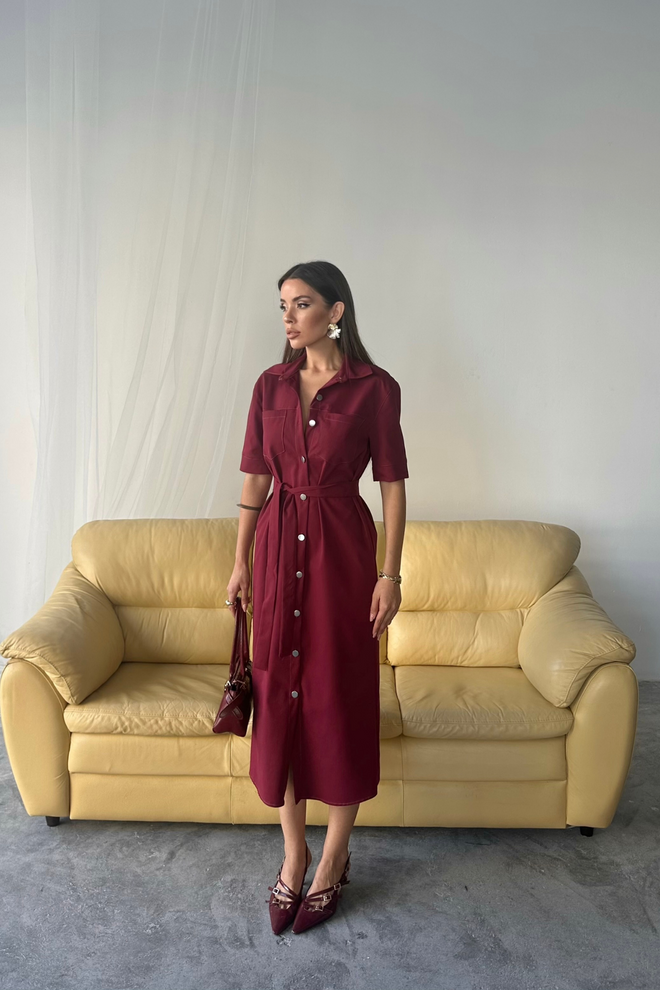 Ello Obleka S Kratkimi Rokavi Z Gumbi Tencel Oblačila na debelo 4