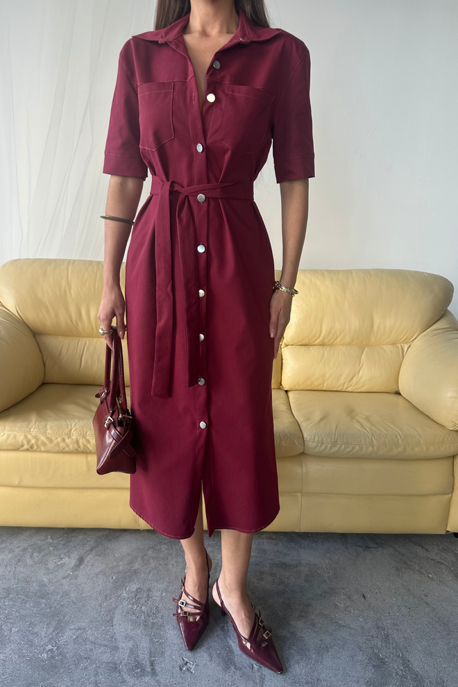 Ello Obleka S Kratkimi Rokavi Z Gumbi Tencel Oblačila na debelo Bombaž