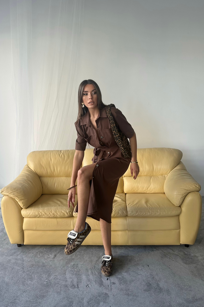 Ello Tencel Front Buttoned Short Sleeve Dress Wholesale Clothing Birthday