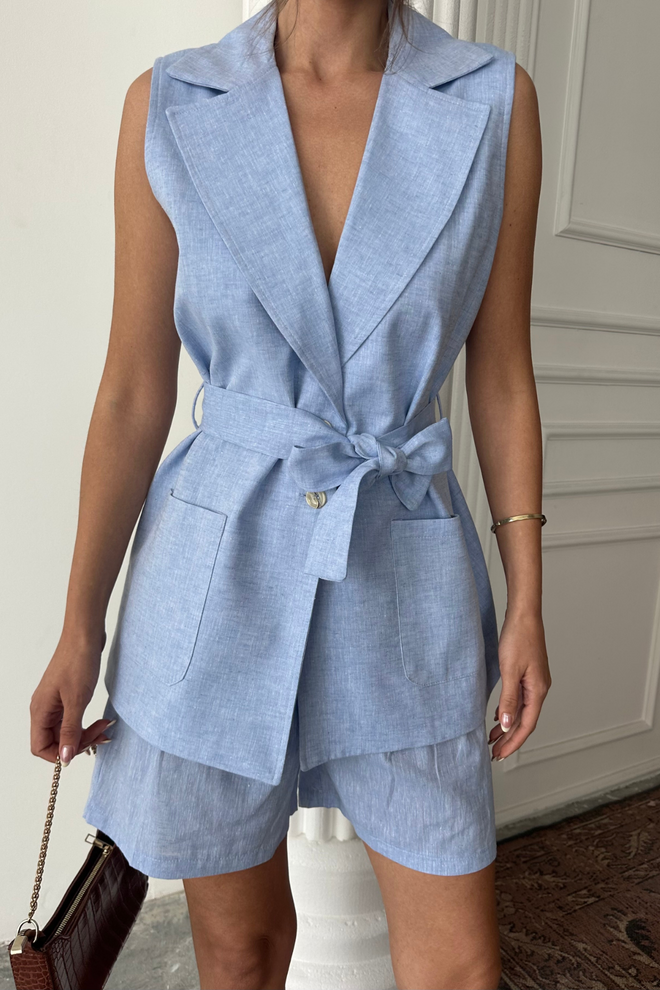 Ello Linen Vest Shorts Set Wholesale Clothing Birthday