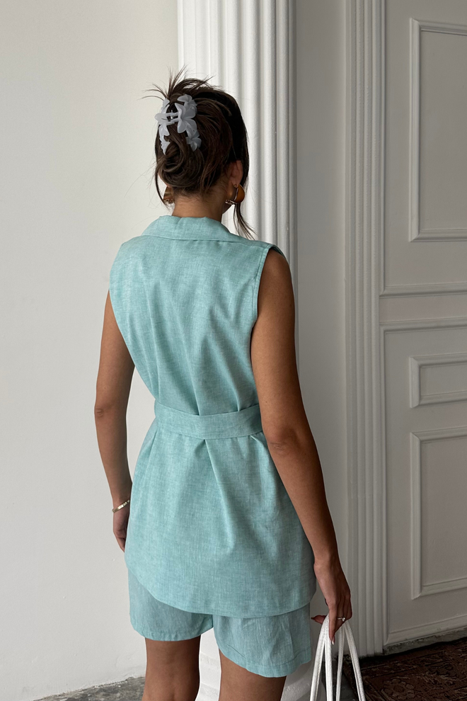 Ello Linen Vest Shorts Set Wholesale Clothing Formal