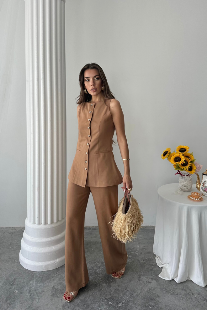 Ello سترة كتان بدلة بنطلون ملابس بالجملة رائع