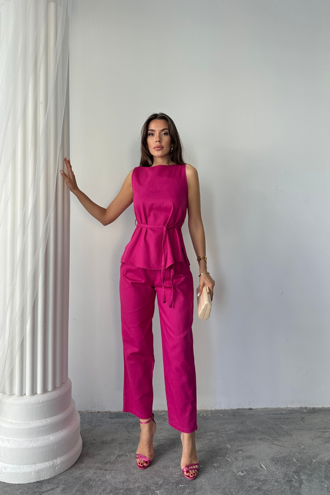 Ello Set Elegant Formal Lässig Preppy Fuchsie Großhandelskleidung Lässig
