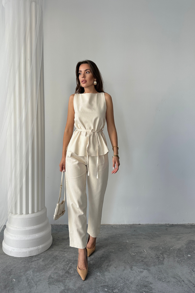 Ello Set Elegant Formal Lässig Beige Großhandelskleidung Lässig