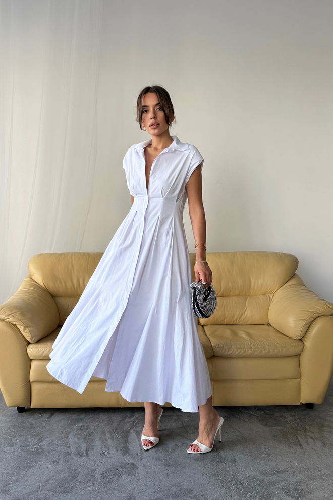 Ello White Elegant Formal Casual Shirt Dress Wholesale Clothing Formal