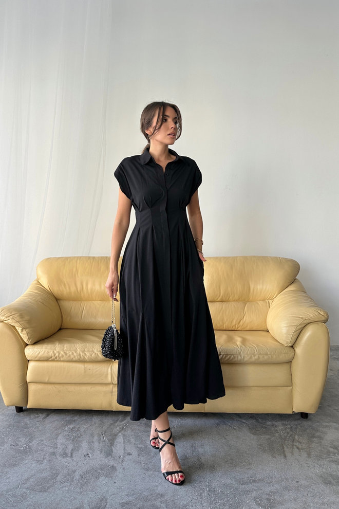 Ello Elegant Black Fit And Flare Maxi Dress Wholesale Clothing Sexy