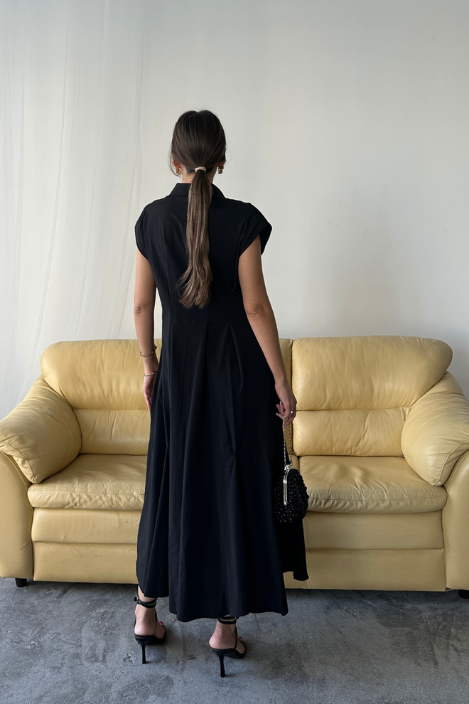 Ello Elegant Black Fit And Flare Maxi Dress Wholesale Clothing 5