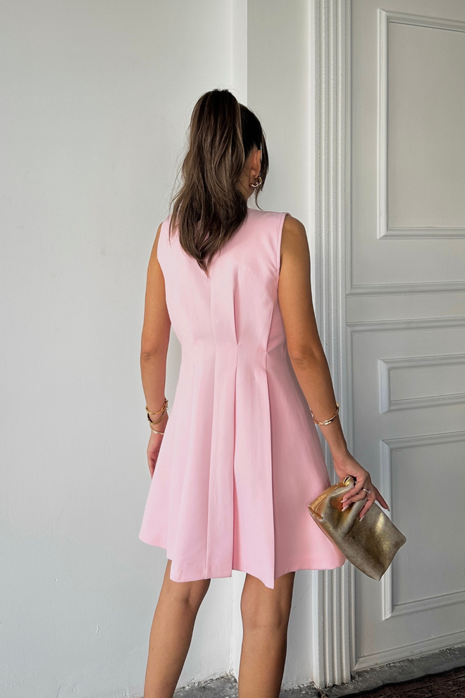 Ello Elegant Pink Fit And Flare Mini Dress Wholesale Clothing 5