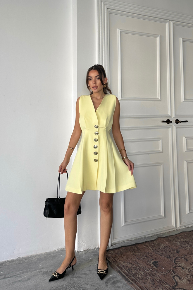 Ello Gelbes Fit And Flare Mini Kleid Großhandelskleidung Frühling