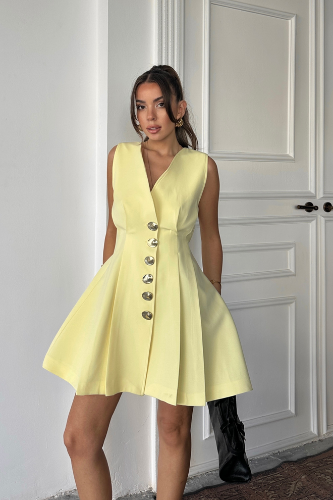 Ello Vestito Mini Giallo Fit And Flare Abbigliamento all'ingrosso Casuale