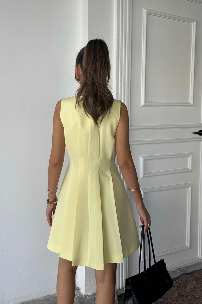 Ello Gelbes Fit And Flare Mini Kleid Großhandelskleidung Formal