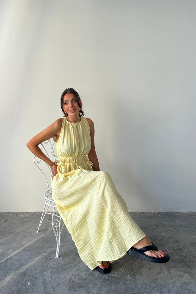 Ello Yellow Fit And Flare Dress Wholesale Clothing Beach