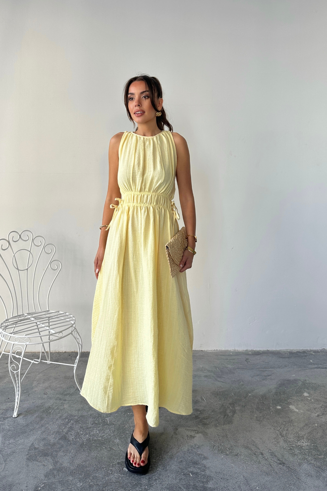 Ello Yellow Fit And Flare Dress Wholesale Clothing Casual