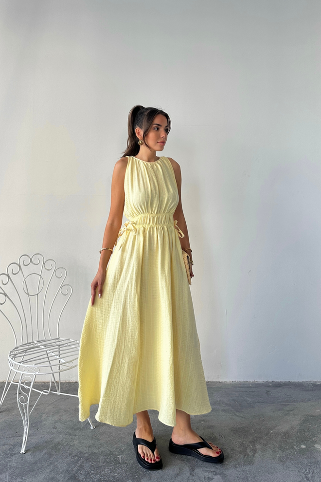 Ello Yellow Fit And Flare Dress Wholesale Clothing Boho