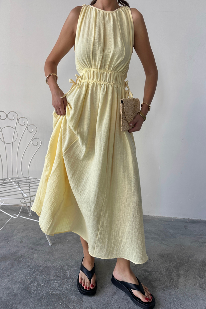 Ello Yellow Fit And Flare Dress Wholesale Clothing 1