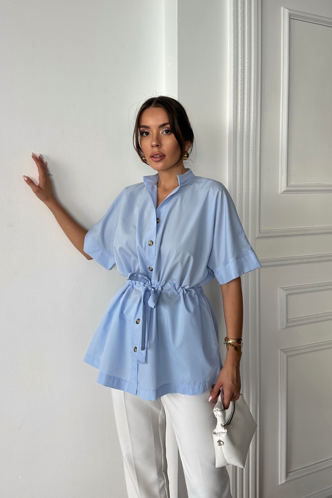 Ello Blau Lässig Elegant Formal Hemd Großhandelskleidung Lässig