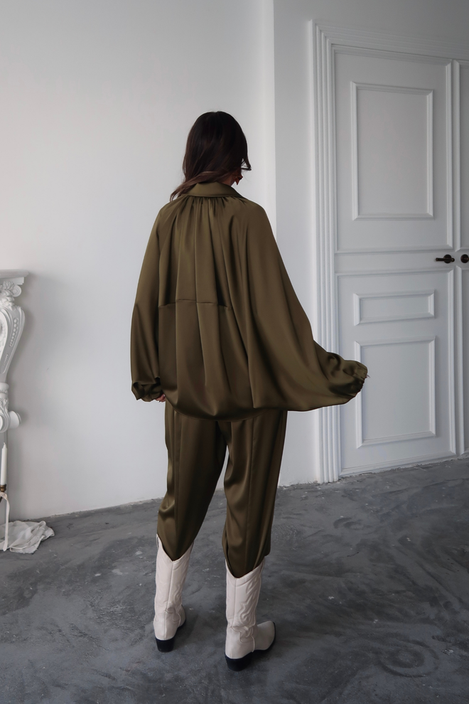 Ello Khaki Bomber Jacket Oversized Fit Casual Zip Up Wholesale Clothing Sport