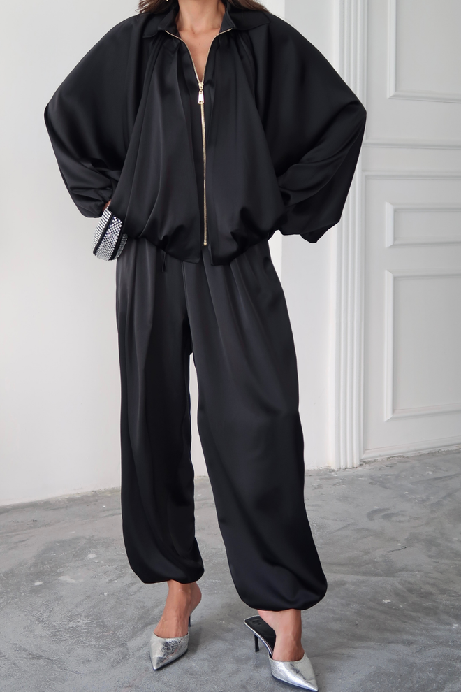 Ello Čierna Bombera Bunda S Netopierími Rukávmi Veľkoobchod s oblečením 1