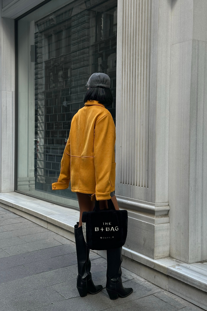 Ello Orange Oversized Casual Streetwear Jacket Wholesale Clothing Streetwear