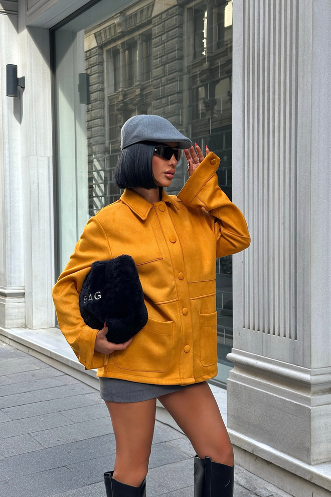 Ello Orange Oversized Casual Streetwear Jacket Wholesale Clothing 1