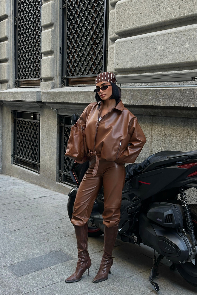Ello Brązowa Kurtka Bomber Oversize Hurtowa sprzedaż odzieży Casual