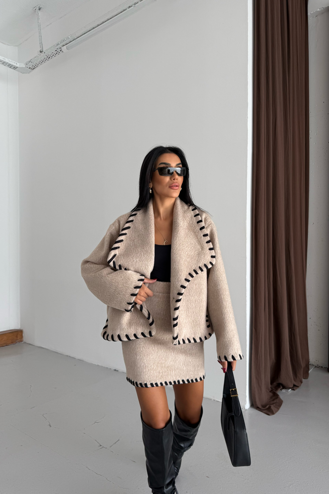 Ello Komplet Beżowy Casual Elegancki Hurtowa sprzedaż odzieży Casual