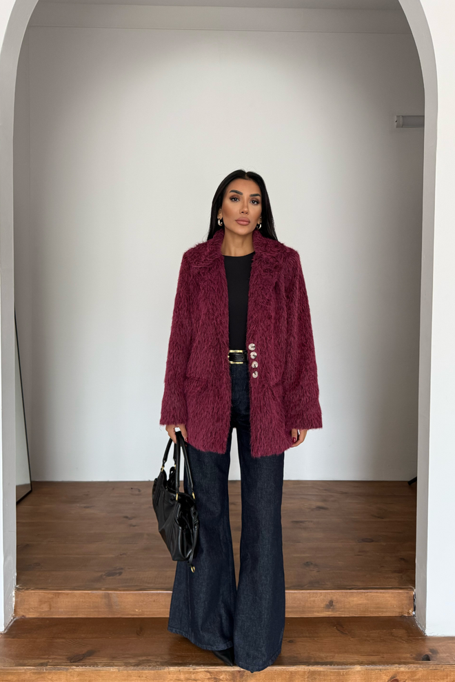 Ello Claret Red Elegant Single Breasted Blazer Jacket Wholesale Clothing 5