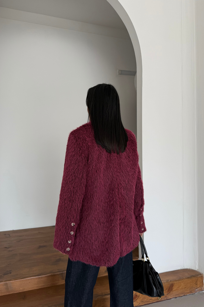 Ello Claret Red Elegant Single Breasted Blazer Jacket Wholesale Clothing Birthday